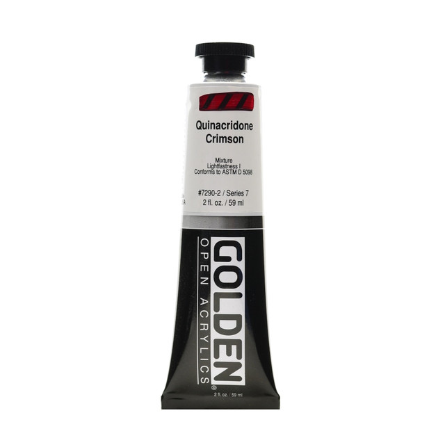 GOLDEN ARTIST COLORS, INC. 7290-2 Golden OPEN Acrylic Paint, 2 Oz Tube, Quinacridone Crimson