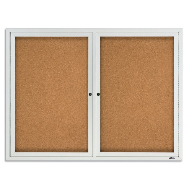 ACCO BRANDS USA, LLC Quartet 2364  Classic Enclosed Cork Bulletin Board, 48in x 36in, Aluminum Frame With Silver Finish