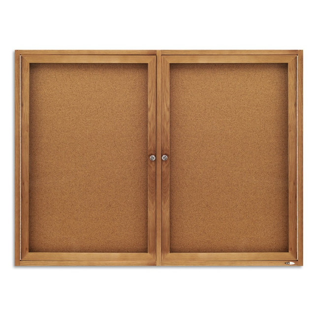 ACCO BRANDS USA, LLC Quartet 364  Classic Enclosed Cork Bulletin Board, 48in x 36in, Wood Frame With Brown Finish