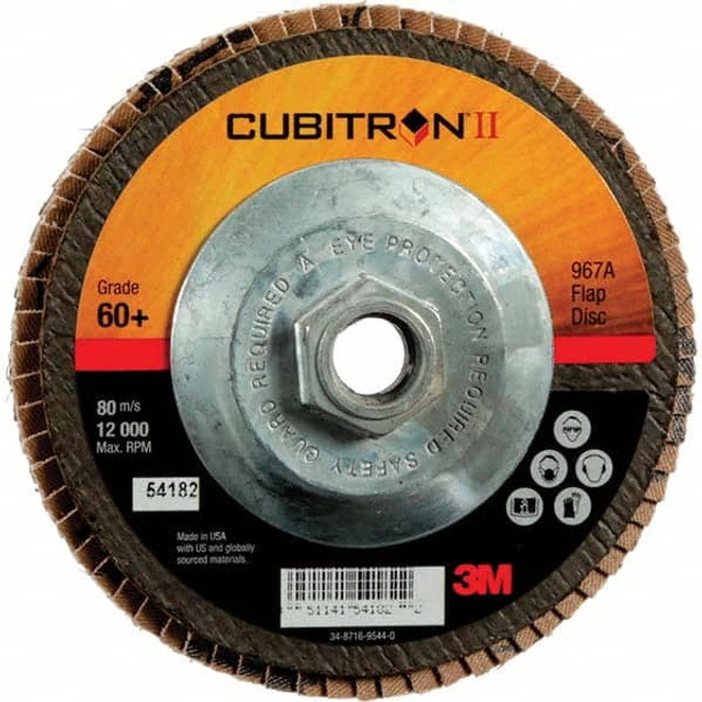 3M Flap Disc: 5/8-11 Hole, 60 Grit, Ceramic, Type 27 7100049201