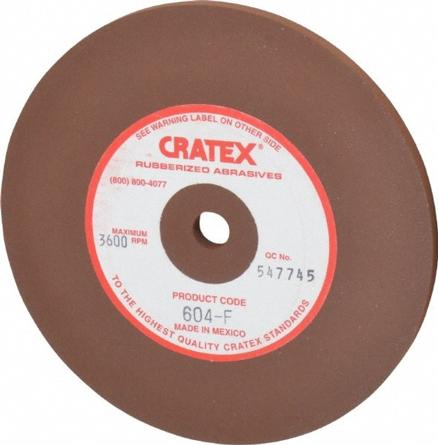 Cratex 604 F Surface Grinding Wheel: 6" Dia, 1/4" Thick, 1/2" Hole