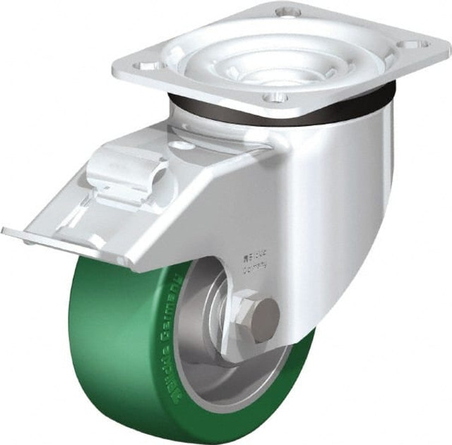 Blickle 607317 Swivel Top Plate Caster: Polyurethane-Elastomer Blickle Softhane, 4" Wheel Dia, 1-37/64" Wheel Width, 660 lb Capacity, 5-7/64" OAH