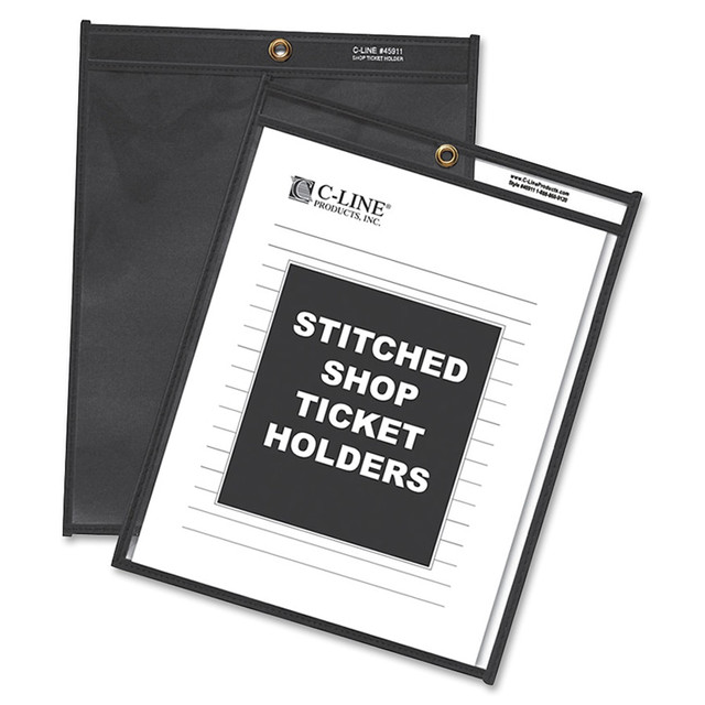 CLINE PRODUCTS INC C-Line 45912  Stitched Shop Ticket Holders With Black Backing, 9in x 12in, Box Of 25