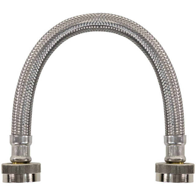 SELA PRODUCTS, LLC Certified Appliance Accessories WI12SSFF  Braided Stainless Steel Water-Inlet Hose, Female to Female - 12in - Silver, Stainless Steel - Stainless Steel, Vinyl, Polyvinyl Chloride (PVC), Polyester, Brass