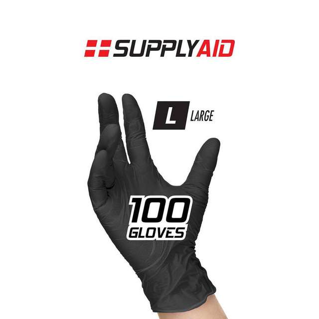 SnowJoe RRS-NDG100L-BLK Disposable Gloves: 3 mil, Nitrile-Coated, Nitrile