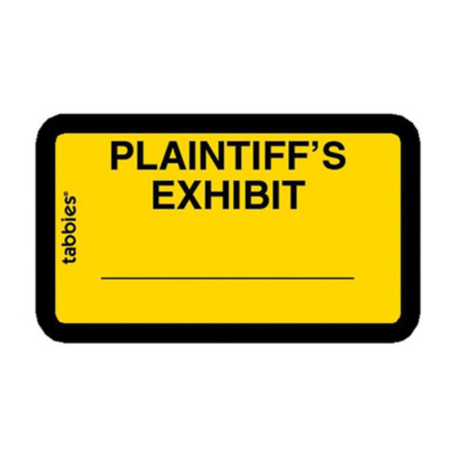 TABBIES DIV 58094 Tabbies Plaintiffs Exhibit Legal File Labels, 58094, 1 5/8inW x 1inL, Yellow, Pack Of 252 TABBIES DIV 58094 Tabbies Plaintiffs Exhibit Legal File Labels, 58094, 1 5/8inW x 1inL, Yellow, Pack Of 252