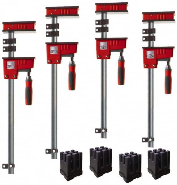 Bessey KREK2450 Parallel Clamp Sets & Kits; Clamping Force (Lb.): 1500.00 ; Includes: (2) KR3.524 24" K Body REVO Clamps; (2) KR3.550 50" K Body REVO Clamps; (4) KP Blocks ; Number Of Pieces: 8 ; Maximum Opening Capacity (Inch): 24; 50