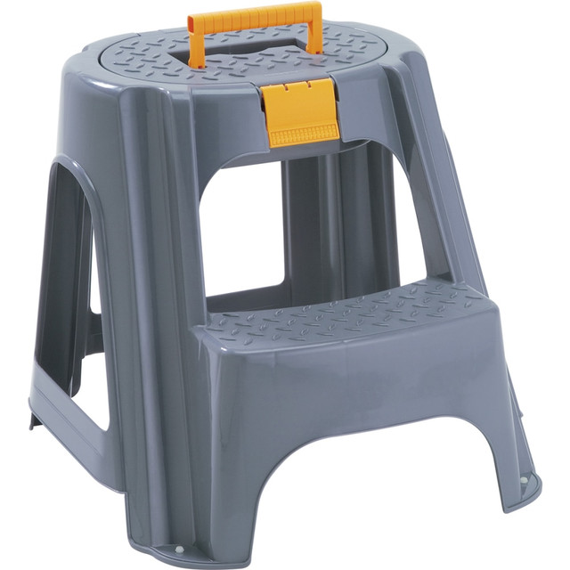 INVAL AMERICA, INC. 12053 Inval Rimax 2-Step Plastic Step Stool With Top Organizer Compartment, 17-7/16inH x 18-15/16inW x 21-1/4inD, Gray