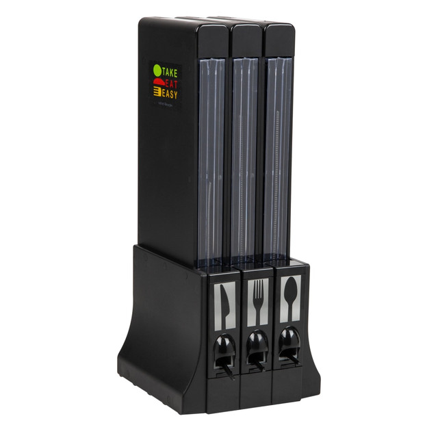 EMS MIND READER LLC CUTDISPBK-BLK Mind Reader 3-Compartment Utensil Dispenser, 24-1/2inH x x 10-3/4inW x 10-1/4inL, Black