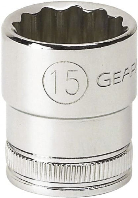 GEARWRENCH 80383 Hand Socket: 3/8" Drive, 15 mm Socket, 6-Point
