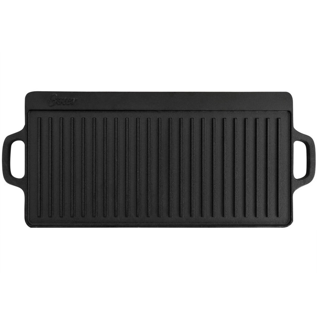 GIBSON OVERSEAS INC. Oster 995117469M  Castaway Pre-Seasoned Cast Iron Reversible Griddle, 18in x 9in, Black