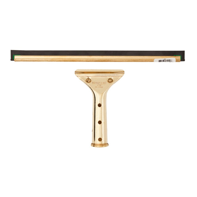 UNGER INDUSTRIAL, LLC GS300 Unger 12in GoldenClip Brass Squeegee - 12in Length - Screw Lock Handle - Brass - 1Each