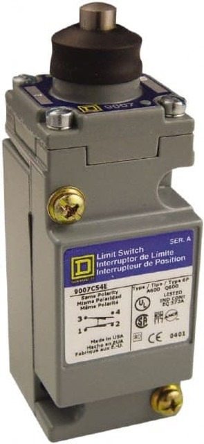 Square D 9007C62EM11 General Purpose Limit Switch: DPDT, 2NC/2NO, Plunger, Top