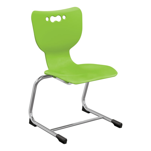 MOORECO INC Hierarchy 53214-5-LIME  Stackable Cantilever Student Chairs, 14in, Lime/Chrome, Set Of 5 Chairs