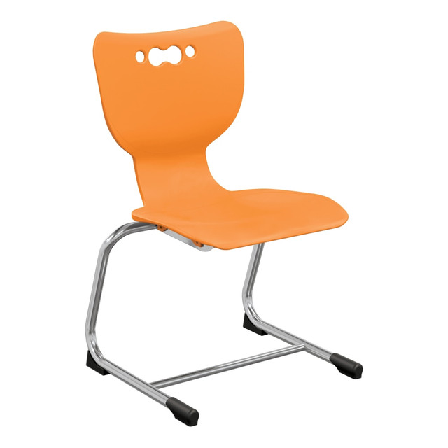 MOORECO INC 53214-5-ORANGE Hierarchy Stackable Cantilever Student Chairs, 14in, Orange/Chrome, Set Of 5 Chairs