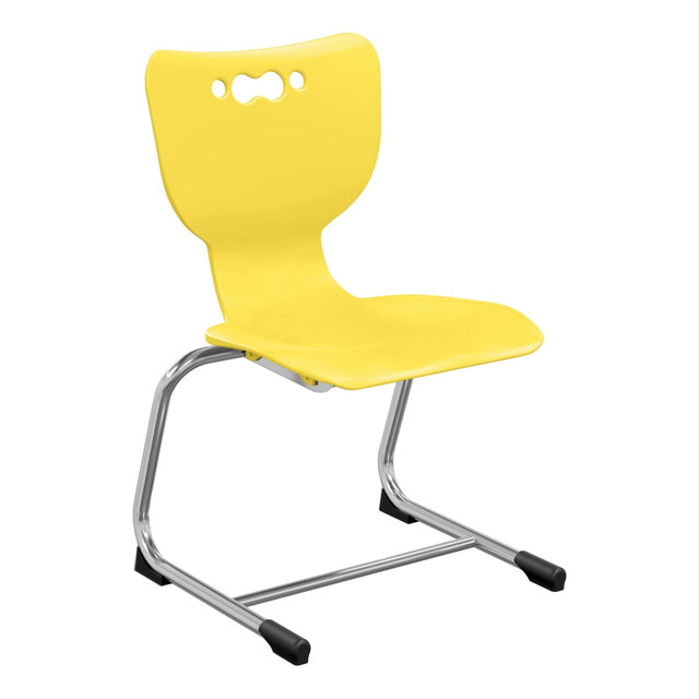 MOORECO INC Hierarchy 53214-5-YELLOW  Stackable Cantilever Student Chairs, 14in, Yellow/Chrome, Set Of 5 Chairs