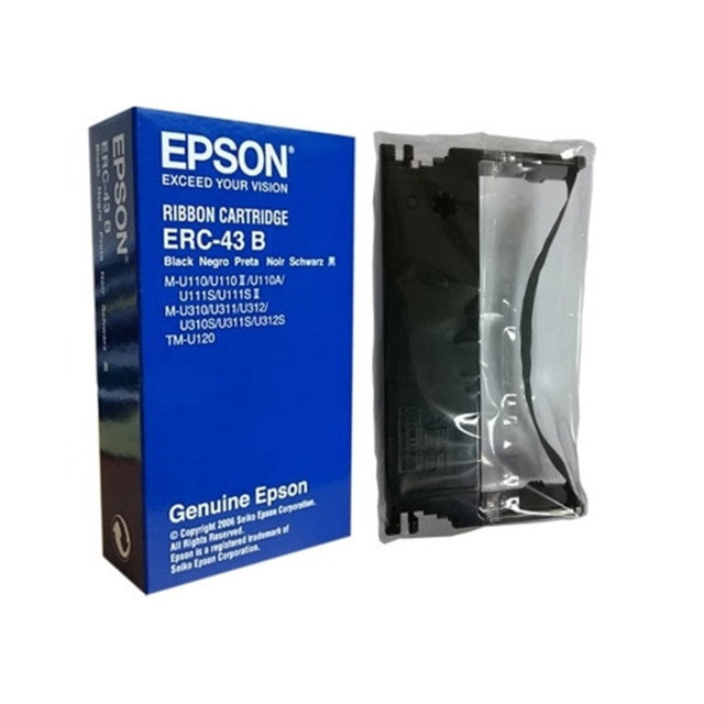 EPSON AMERICA INC. Epson ERC-43B  ERC-43B Thermal Transfer Ribbon Cartridge - Black - 1 Pack - 6000000 Characters