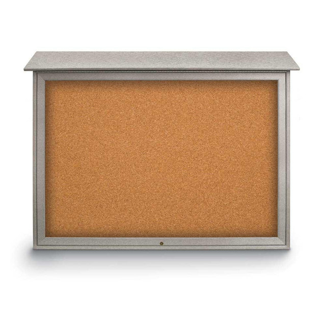 United Visual Products UVSDT5240-LTGRE Enclosed Cork Bulletin Board: 52" Wide, 40" High, Cork, Natural Tan