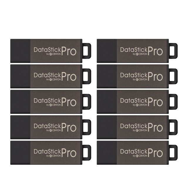 CENTON ELECTRONICS, INC. DSP2GB10PK Centon DataStick Pro USB 2.0 Flash Drive, 2GB, Gray, Pack Of 10 CENTON ELECTRONICS, INC. DSP2GB10PK Centon DataStick Pro USB 2.0 Flash Drive, 2GB, Gray, Pack Of 10