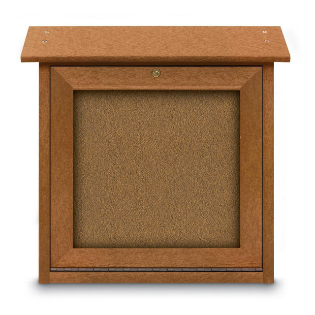 United Visual Products UVSM1818-CEDAR- Enclosed Bulletin Board: 18" Wide, 18" High, Cork, Tan