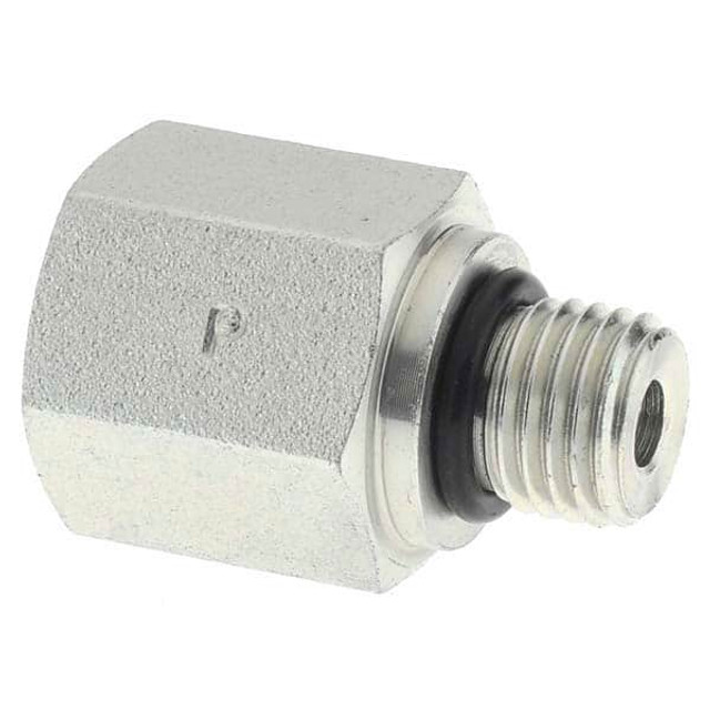 Parker 16330 Industrial Pipe Adapter: 1/4" Female Thread, 7/16-20 Male Thread, Male Straight Thread O-Ring x Female NPTF