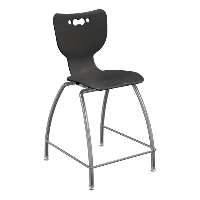 MOORECO INC 53220-HBLK Hierarchy 4-Leg School Stool, 24in, Black/Chrome