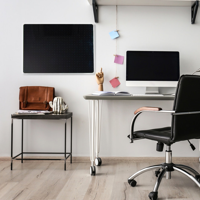 FLOORTEX FCVGM1723BG  Viztex Glacier Multi-Purpose Grid Glass Dry Erase Board, 17in x 23in, Black