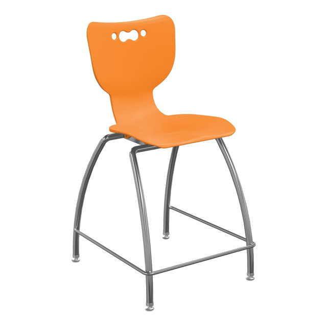 MOORECO INC 53220-HORG Hierarchy 4-Leg School Stool, 24in, Orange/Chrome