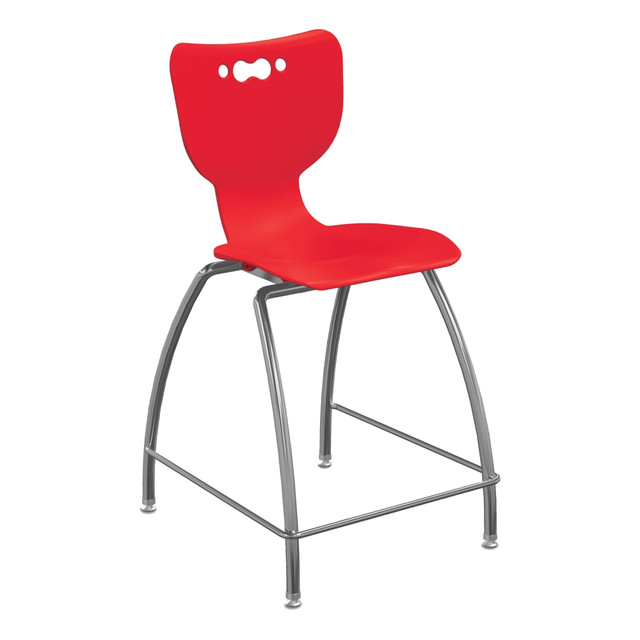 MOORECO INC 53220-HRED Hierarchy 4-Leg School Stool, 24in, Red/Chrome