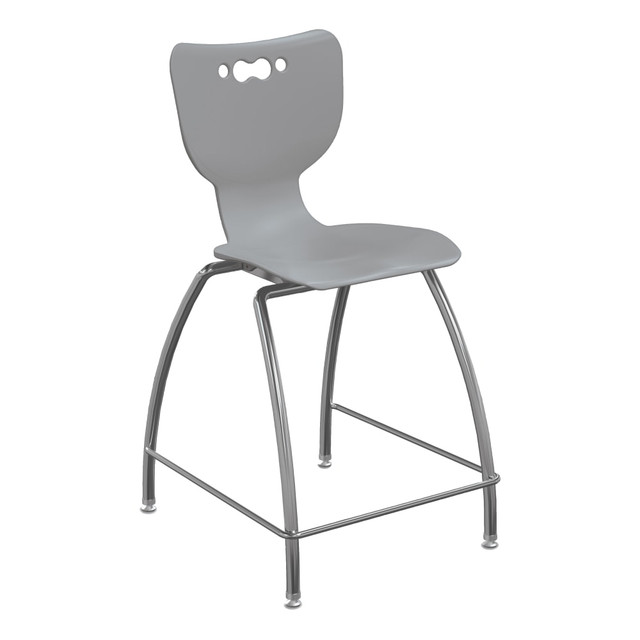 MOORECO INC Hierarchy 53221-HGRY  4-Leg School Stool, 30in, Gray/Chrome