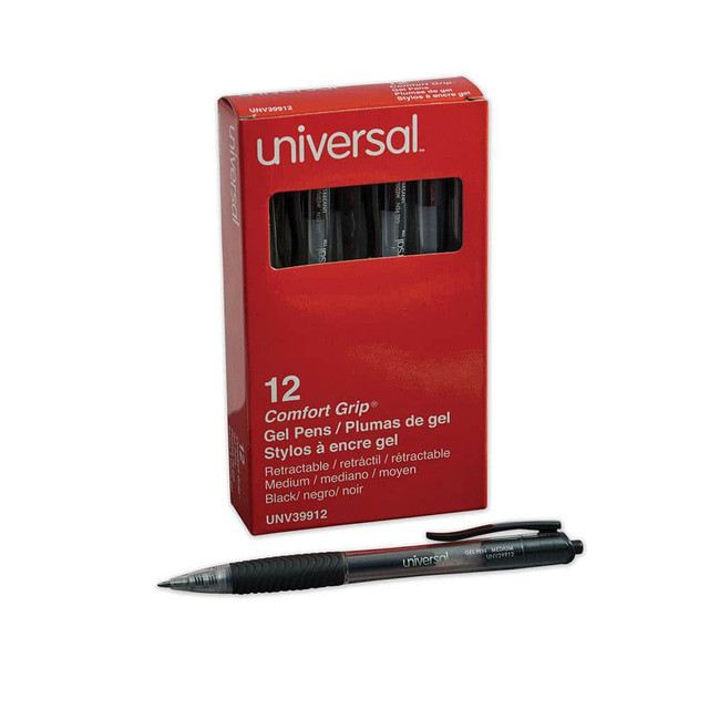 Universal One UNV39912 Roller Ball Pen: Conical Tip, Black Ink