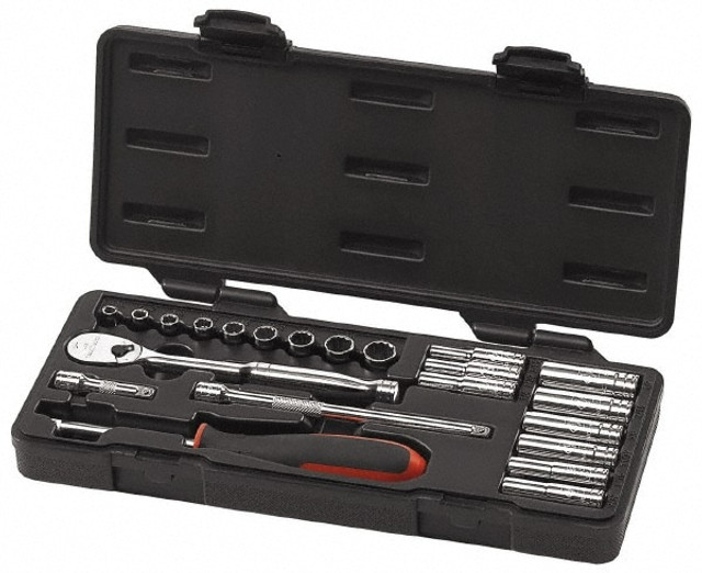 GEARWRENCH 80325 Deep Standard Socket Set: 22 Pc, 1/4" Drive, 3/16 to 1/2" Socket