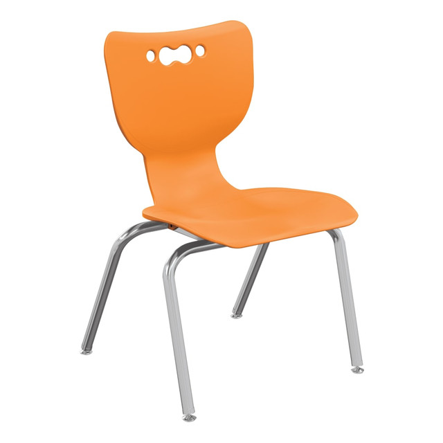 MOORECO INC 53316-5-ORANGE Hierarchy 4-Leg Stackable Student Chairs, 16in, Orange/Chrome, Set Of 5 Chairs