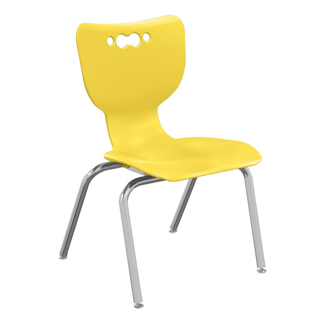 MOORECO INC 53316-5-YELLOW Hierarchy 4-Leg Stackable Student Chairs, 16in, Yellow/Chrome, Set Of 5 Chairs