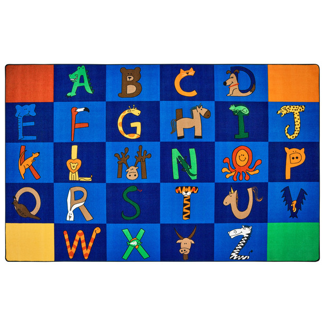 CARPETS FOR KIDS ETC. INC. 5512 Carpets for Kids Premium Collection A to Z Animals Classroom Rug, 7ft6in x 12ft, Blue