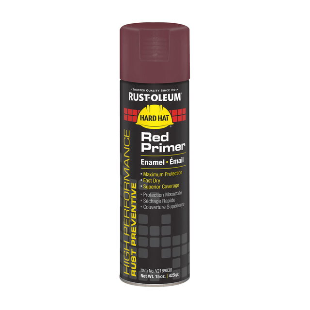 RUST-OLEUM CORPORATION V2169838 Rust-Oleum Hard Hat High Performance V2100 System Rust Preventive Enamel Spray Primer, 15 Oz, Flat Red, Case Of 6 Cans