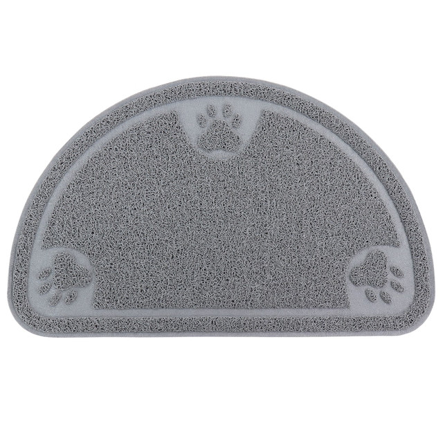 Keep your floor tidy with this Gibson Home Pet Elements Paw Print Place Mat. The semi-rough texture helps keep your pets paws clean by removing dirt and debris.  Made from PVC for durability.  Semi-rough texture can remove dirt and debris.  Half-circle shape.  Hand wash only and hang dry.