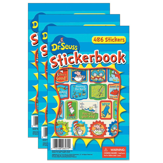 EDUCATORS RESOURCE EU-609404-3 Eureka Sticker Books, Dr. Seuss, 486 Stickers Per Book, Pack Of 3 Books EDUCATORS RESOURCE EU-609404-3 Eureka Sticker Books, Dr. Seuss, 486 Stickers Per Book, Pack Of 3 Books