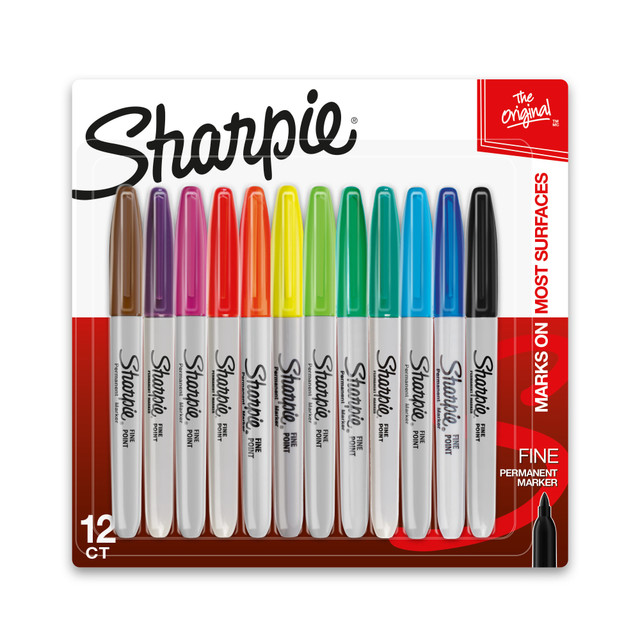 NEWELL BRANDS INC. 30075 Sharpie Permanent Fine-Point Markers, Assorted Colors, Pack Of 12 Markers NEWELL BRANDS INC. 30075 Sharpie Permanent Fine-Point Markers, Assorted Colors, Pack Of 12 Markers
