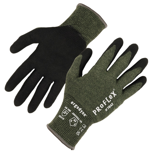 ERGODYNE CORPORATION 10336 Ergodyne Proflex 7042-12PR Nitrile-Coated Cut-Resistant Gloves, Green, 2X, Set Of 12 Pairs