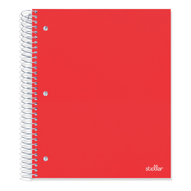 When you get a great idea during the day, jot it down in this notebook for safe keeping. This wide-ruled notebook contains lined pages that are perforated so they tear easily for your convenience.  Poly cover creates a durable barrier to protect your notes from spills.  Perforated sheets can be torn out if needed.  Heavy-duty coil makes page flipping easy.  3-hole punched so you can carry in your binder or tear pages out and sort for different subjects.  5 subject notebook includes 200 wide ruled pages.