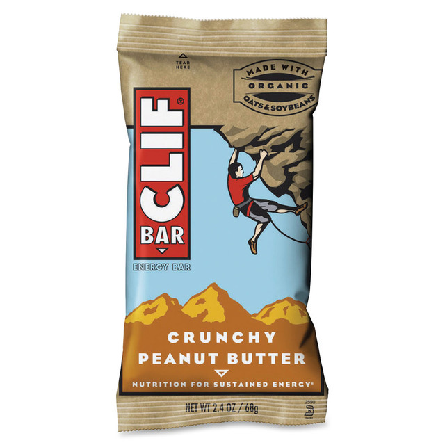 CLIF BAR AND COMPANY 50120 Clif Bar Crunchy Peanut Butter Energy Bar - Individually Wrapped - Peanut Butter - 2.40 oz - 12 / Box