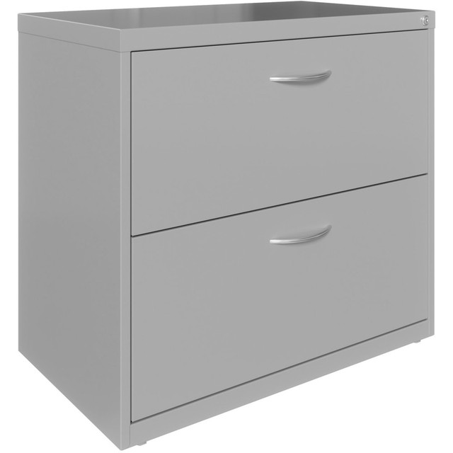 LORELL LYS LF218AASR Lorell 36inW x 17-5/8inD Lateral 2-Drawer File Cabinet With Arc Pull, Silver