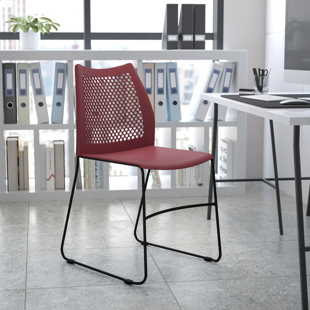 FLASH FURNITURE RUT498ABY  HERCULES Series Sled-Base Stack Chair With Air-Vent Back, Burgundy