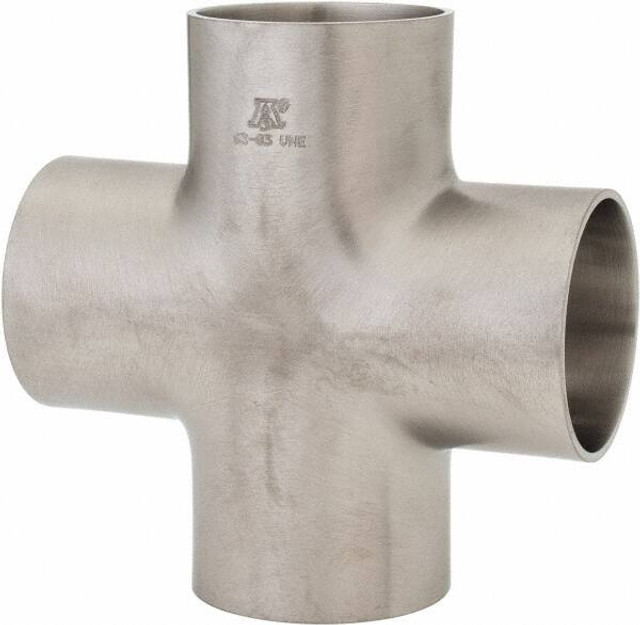 VNE E9WWWW-6L1.5 Sanitary Stainless Steel Pipe Cross: 1-1/2", Welded Connection