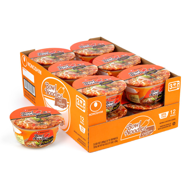 NONG SHIM CO., LTD. 031146852307 Nongshim Spicy Chicken Bowl Noodle Soup, 3.03 Oz, Box Of 12 Bowls