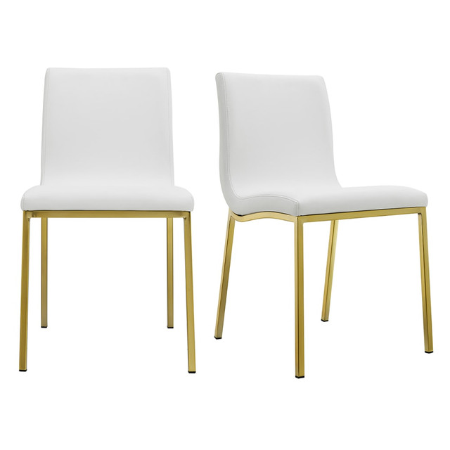 EURO STYLE, INC. Eurostyle 80960WHTMBG  Scott Side Chairs, White/Matte Brushed Gold, Set Of 2 Chairs