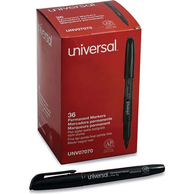 UNIVERSAL UNV07070 Permanent Marker: Black, AP Non-Toxic, Fine Point