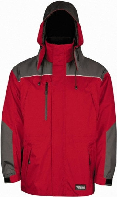 Viking 838CR-XL Rain Jacket: Size X-Large, Charcoal & Red, Polyester