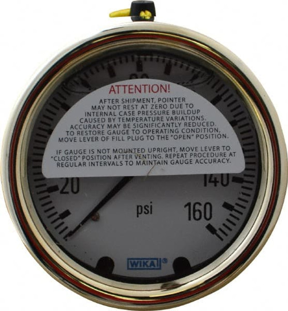 Wika 9318186 Pressure Gauge: 2-1/2" Dial, 0 to 160 psi, 1/4" Thread, NPT, Back Mount
